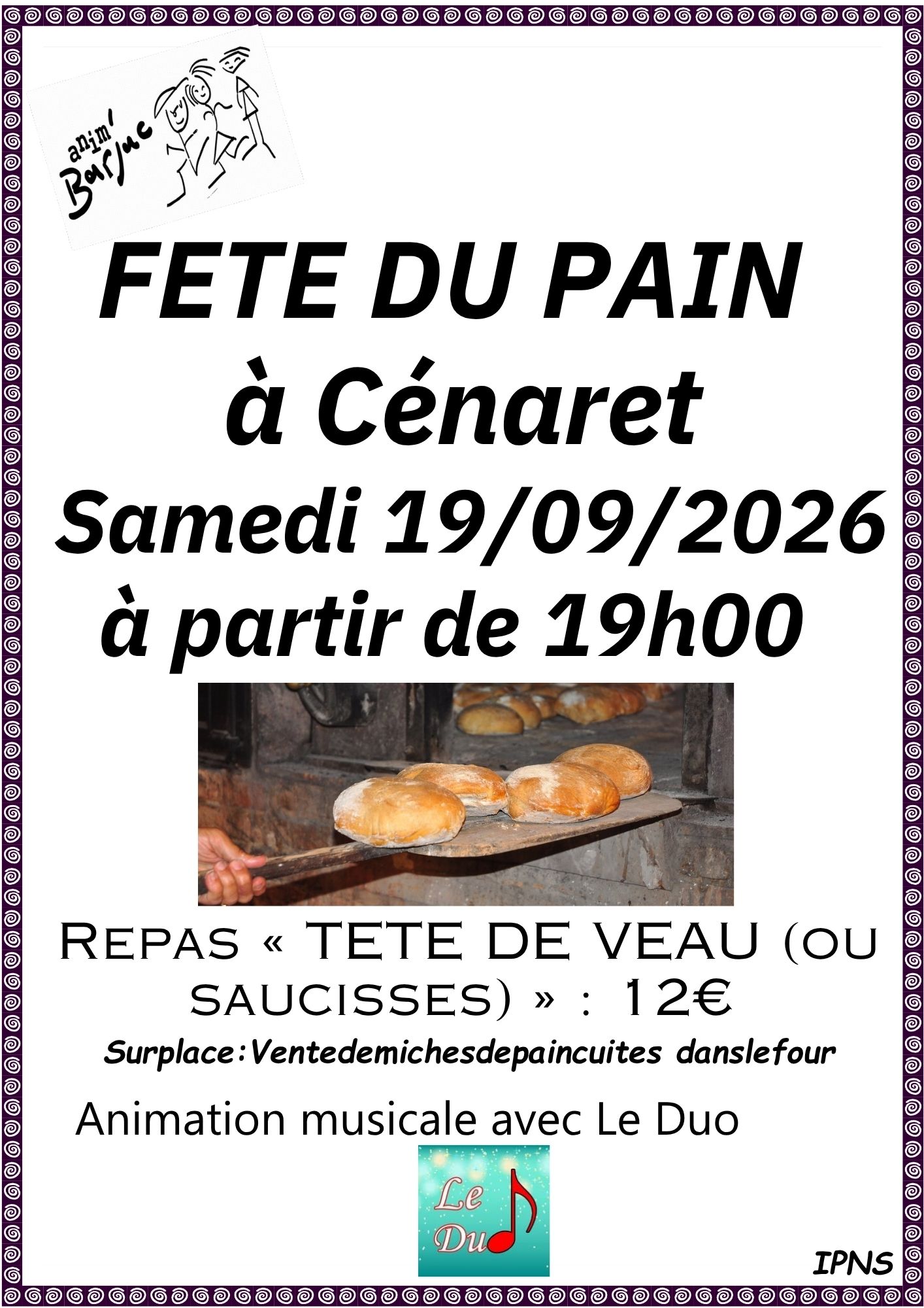 Fête du pain à Cénaret le 19 septembre
